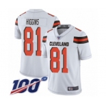 Men's Cleveland Browns #81 Rashard Higgins White Vapor Untouchable Limited Player 100th Season Football Jersey