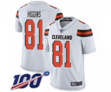 Men's Cleveland Browns #81 Rashard Higgins White Vapor Untouchable Limited Player 100th Season Football Jersey