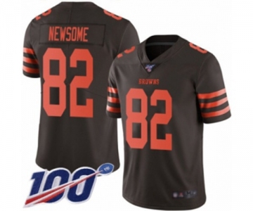 Men's Cleveland Browns #82 Ozzie Newsome Limited Brown Rush Vapor Untouchable 100th Season Football Jersey