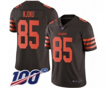 Men's Cleveland Browns #85 David Njoku Limited Brown Rush Vapor Untouchable 100th Season Football Jersey