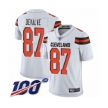 Men's Cleveland Browns #87 Seth DeValve White Vapor Untouchable Limited Player 100th Season Football Jersey