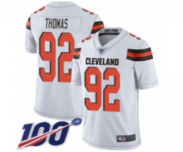 Men's Cleveland Browns #92 Chad Thomas White Vapor Untouchable Limited Player 100th Season Football Jersey