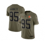 Men's Cleveland Browns #95 Myles Garrett 2022 Olive Salute To Service Limited Stitched Jerse