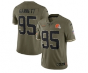 Men's Cleveland Browns #95 Myles Garrett 2022 Olive Salute To Service Limited Stitched Jerse