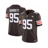 Men's Cleveland Browns #95 Myles Garrett Brown 2023 F.U.S.E. With 4-Star C Patch And Jim Brown Memorial Patch Vapor Untouchable Limited Football jerseys