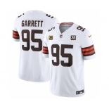 Men's Cleveland Browns #95 Myles Garrett White 2023 F.U.S.E. With 4-Star C Patch And Jim Brown Memorial Patch Vapor Untouchable Limited Football Stitched