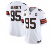 Men's Cleveland Browns #95 Myles Garrett White 2023 F.U.S.E. With 4-Star C Patch And Jim Brown Memorial Patch Vapor Untouchable Limited Football Stitched