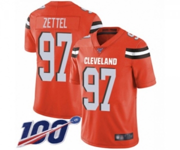 Men's Cleveland Browns #97 Anthony Zettel Orange Alternate Vapor Untouchable Limited Player 100th Season Football Jersey