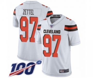 Men's Cleveland Browns #97 Anthony Zettel White Vapor Untouchable Limited Player 100th Season Football Jersey