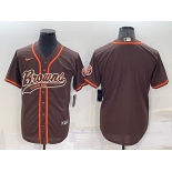 Men's Cleveland Browns Blank Brown Stitched MLB Cool Base Nike Baseball Jersey