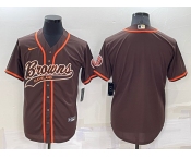 Men's Cleveland Browns Blank Brown Stitched MLB Cool Base Nike Baseball Jersey