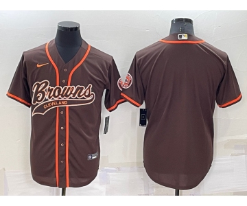 Men's Cleveland Browns Blank Brown Stitched MLB Cool Base Nike Baseball Jersey