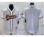 Men's Cleveland Browns Blank White Stitched MLB Cool Base Nike Baseball Jersey