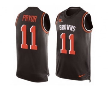 Men's Nike Cleveland Browns #11 Terrelle Pryor Limited Brown Player Name & Number Tank Top NFL Jersey