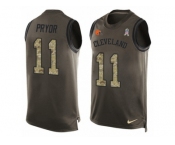 Men's Nike Cleveland Browns #11 Terrelle Pryor Limited Green Salute to Service Tank Top NFL Jersey