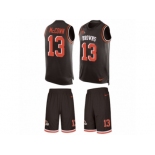 Men's Nike Cleveland Browns #13 Josh McCown Limited Brown Tank Top Suit NFL Jersey