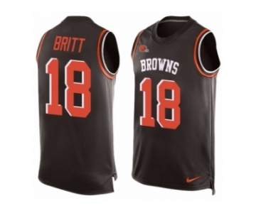 Men's Nike Cleveland Browns #18 Kenny Britt Limited Brown Player Name & Number Tank Top NFL Jersey