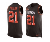 Men's Nike Cleveland Browns #21 Jamar Taylor Limited Brown Player Name & Number Tank Top NFL Jersey