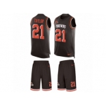 Men's Nike Cleveland Browns #21 Jamar Taylor Limited Brown Tank Top Suit NFL Jersey