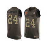 Men's Nike Cleveland Browns #24 Ibraheim Campbell Limited Green Salute to Service Tank Top NFL Jersey