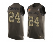 Men's Nike Cleveland Browns #24 Ibraheim Campbell Limited Green Salute to Service Tank Top NFL Jersey