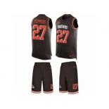 Men's Nike Cleveland Browns #27 Jabrill Peppers Limited Brown Tank Top Suit NFL Jersey