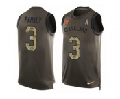 Men's Nike Cleveland Browns #3 Cody Parkey Limited Green Salute to Service Tank Top NFL Jersey