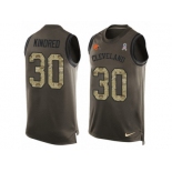 Men's Nike Cleveland Browns #30 Derrick Kindred Limited Green Salute to Service Tank Top NFL Jersey