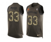 Men's Nike Cleveland Browns #33 Jordan Poyer Limited Green Salute to Service Tank Top NFL Jersey