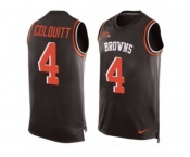 Men's Nike Cleveland Browns #4 Britton Colquitt Limited Brown Player Name & Number Tank Top NFL Jersey