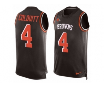 Men's Nike Cleveland Browns #4 Britton Colquitt Limited Brown Player Name & Number Tank Top NFL Jersey