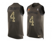 Men's Nike Cleveland Browns #4 Britton Colquitt Limited Green Salute to Service Tank Top NFL Jersey