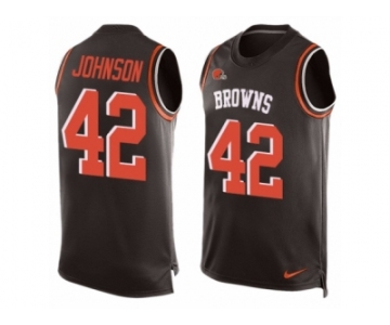 Men's Nike Cleveland Browns #42 Malcolm Johnson Limited Brown Player Name & Number Tank Top NFL Jersey