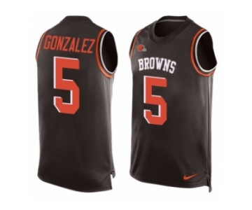 Men's Nike Cleveland Browns #5 Zane Gonzalez Limited Brown Player Name & Number Tank Top NFL Jersey