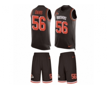 Men's Nike Cleveland Browns #56 DeMario Davis Limited Brown Tank Top Suit NFL Jersey