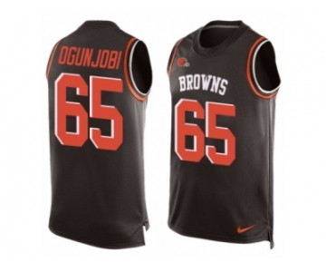 Men's Nike Cleveland Browns #65 Larry Ogunjobi Limited Brown Player Name & Number Tank Top NFL Jersey