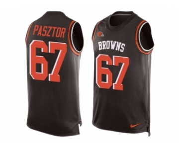 Men's Nike Cleveland Browns #67 Austin Pasztor Limited Brown Player Name & Number Tank Top NFL Jersey