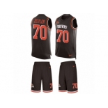 Men's Nike Cleveland Browns #70 Kevin Zeitler Limited Brown Tank Top Suit NFL Jersey