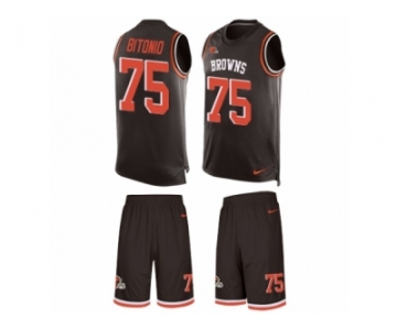 Men's Nike Cleveland Browns #75 Joel Bitonio Limited Brown Tank Top Suit NFL Jersey