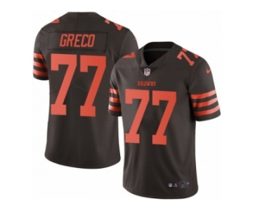 Men's Nike Cleveland Browns #77 John Greco Limited Brown Rush NFL Jersey