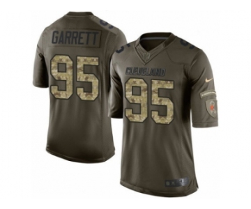 Men's Nike Cleveland Browns #95 Myles Garrett Limited Green Salute to Service NFL Jersey