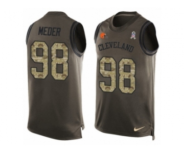 Men's Nike Cleveland Browns #98 Jamie Meder Limited Green Salute to Service Tank Top NFL Jersey