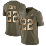 Nike Browns #22 Grant Delpit Olive Gold Men's Stitched NFL Limited 2017 Salute To Service Jersey