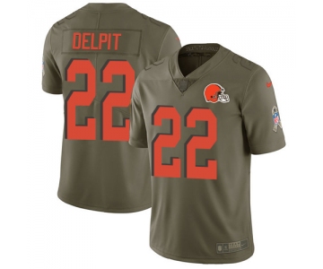 Nike Browns #22 Grant Delpit Olive Men's Stitched NFL Limited 2017 Salute To Service Jersey