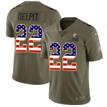 Nike Browns #22 Grant Delpit Olive USA Flag Men's Stitched NFL Limited 2017 Salute To Service Jersey