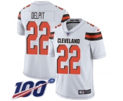 Nike Browns #22 Grant Delpit White Men's Stitched NFL 100th Season Vapor Untouchable Limited Jersey