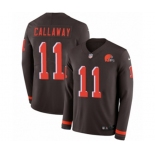 Nike Cleveland Browns #11 Antonio Callaway Limited Brown Therma Long Sleeve NFL Jersey