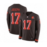 Nike Cleveland Browns #17 Greg Joseph Limited Brown Therma Long Sleeve NFL Jersey