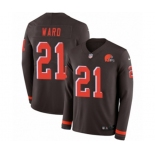 Nike Cleveland Browns #21 Denzel Ward Limited Brown Therma Long Sleeve NFL Jersey