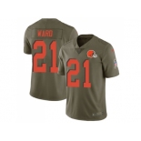 Nike Cleveland Browns #21 Denzel Ward Olive Men Stitched NFL Limited 2017 Salute To Service Jersey